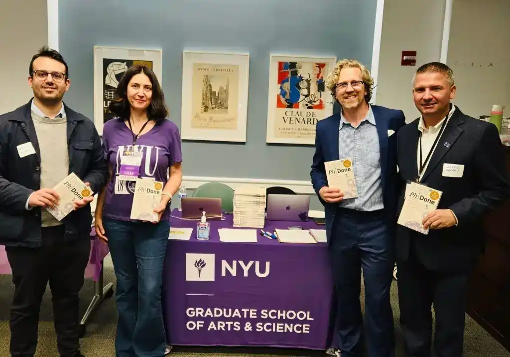 Dissertation Editor team members at an NYU graduate school event